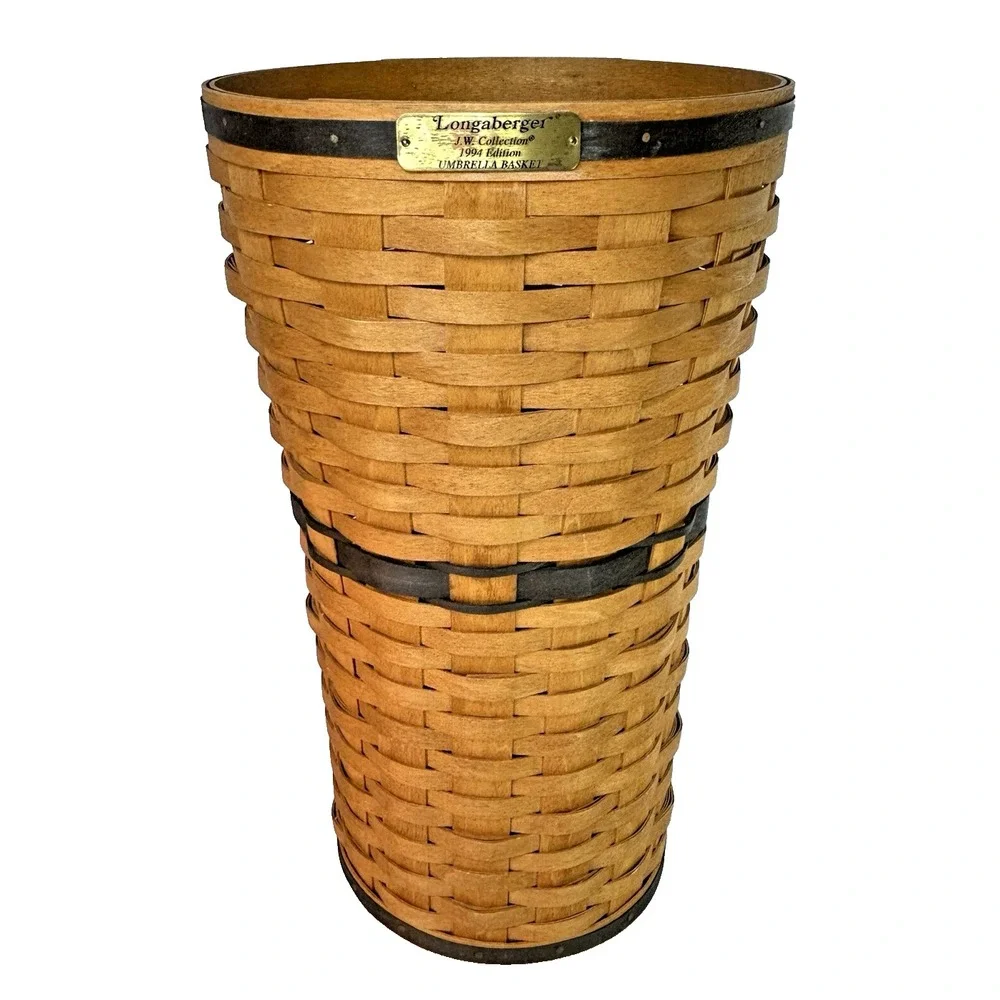 Longaberger JW Collection UMBRELLA BASKET with Fabric Liner Protector Box 1994